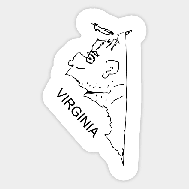 A funny map of Virginia - 2 Sticker by percivalrussell